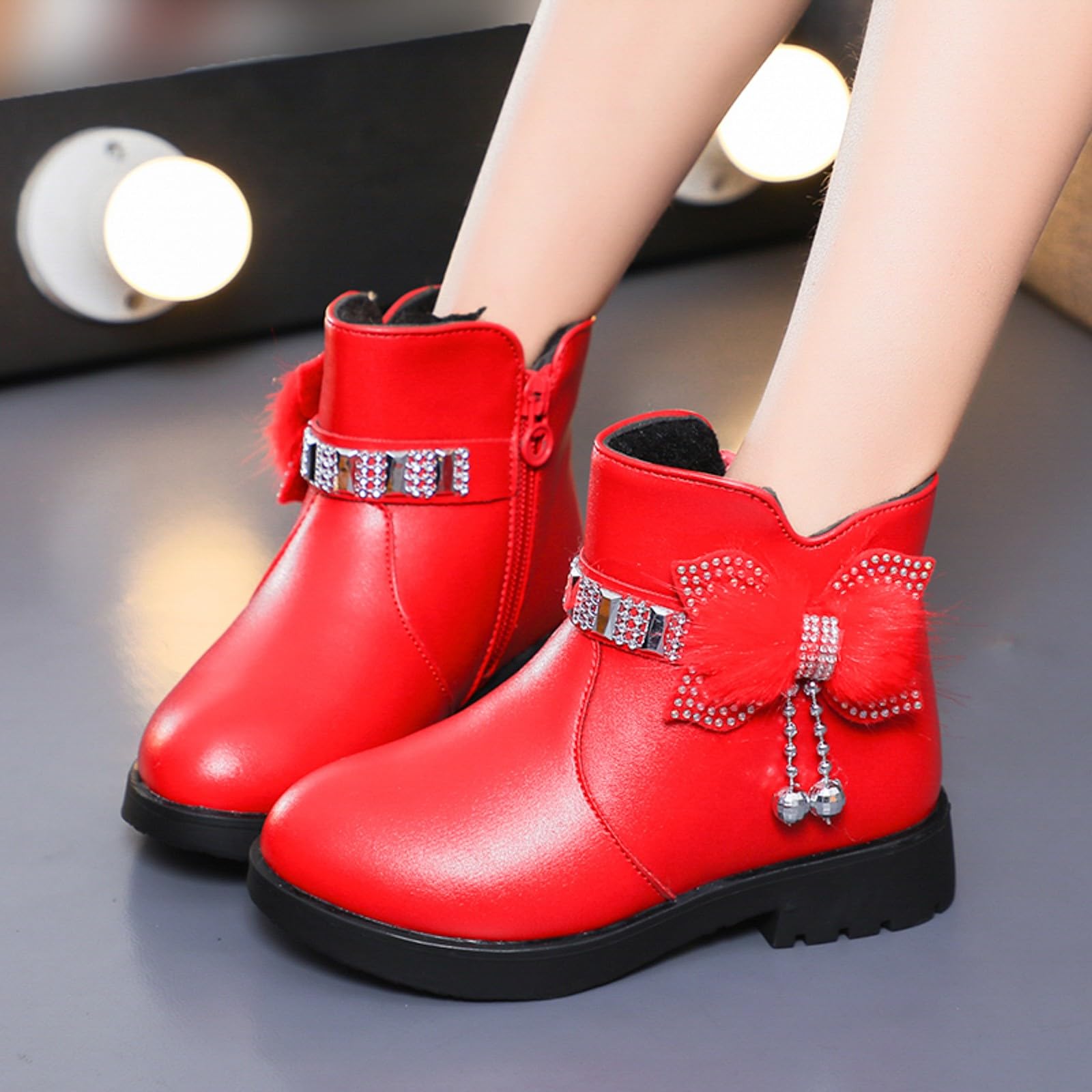 2026 Donne Inverno Stivali Bambini Scarpe Tacco Spessore Breve Caldo In Pelle Bambino Bow Carino