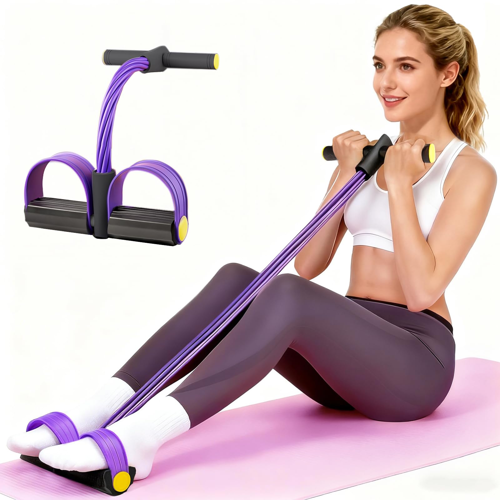 Pedal Resistance Bands with Handles Upgrade 6-Tubes Manual Tension Training Pedal Natural Rubber Foot Pedal Resistance Bands Multifunction