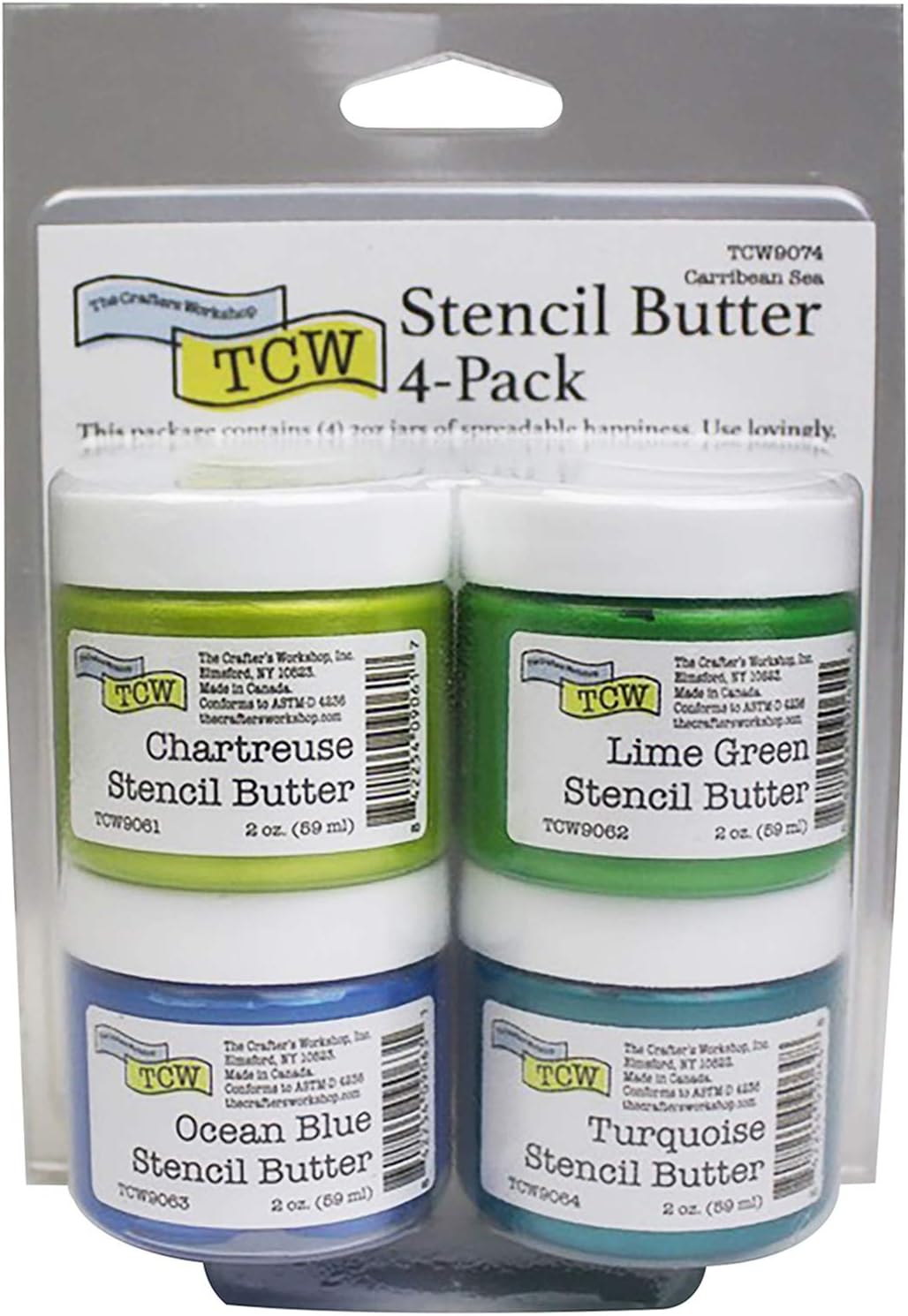 The Crafters Workshop Carribean 4-Pack Stencil Butter Set, Carribbean Sea, 4 x 2oz