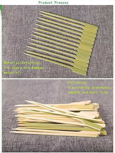 Miniatura 2 de Palillos de dientes (paquete de 200), palillos de bambú de 3.5 pulgadas, palillos de cóctel para aperitivos, frutas, sándwiches, brochetas de kebab,