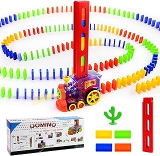 Domino Train, 200 pcs Domino Blocks Set, Building and Stacking Toy Blocks Domino Set for 3-7 Year Old Toys, Boys Girls Creative Gifts for Kids