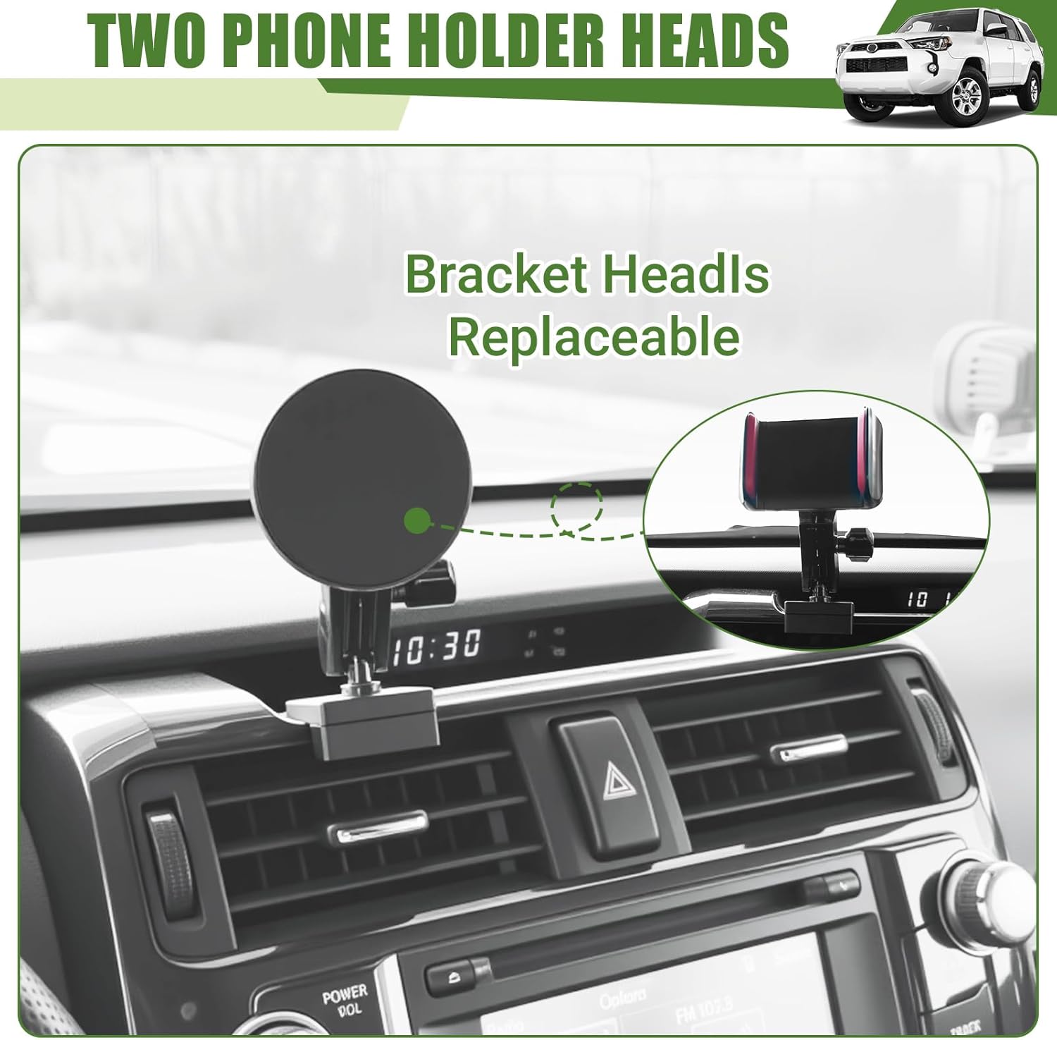 Metal Magnetic Phone Mount Holder for 2010-2024 Toyota 4Runner Strong Magnet Dash Cell Phone Cradles Adjustable Phone Stand Accessories for MagSafe All Smartphone(Classic Version)