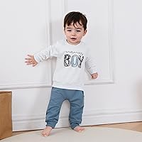 Vista 3 de Conjunto de 2 piezas de sudadera con estampado de letras y cuello redondo para bebé niño