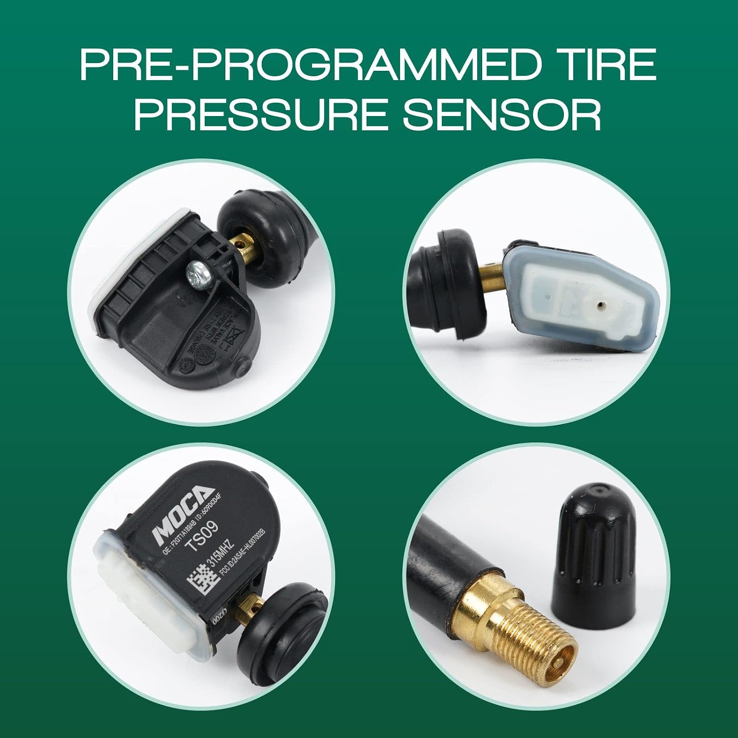4PCS OEM Tire Pressure Sensors fit 15-20 for Ford for F-150, 15-21 Mustang, Edge, 16-19 Explorer, 18-22 EcoSport, 19-22 Transit Connect Tire Pressure Monitoring System of 4 Sets TPMS Sensor