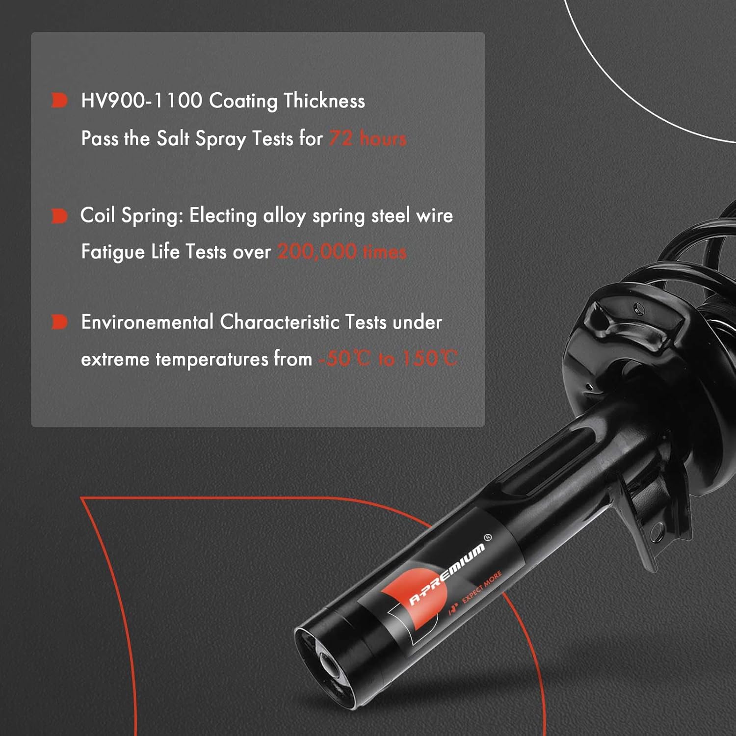 A-Premium Front Pair (2) Complete Strut & Coil Spring Assembly Compatible with Audi A3 2006-2013 & Volkswagen Jetta 2011-2014, Eos 2012-2016, Rabbit 2006-2009, Left & Right