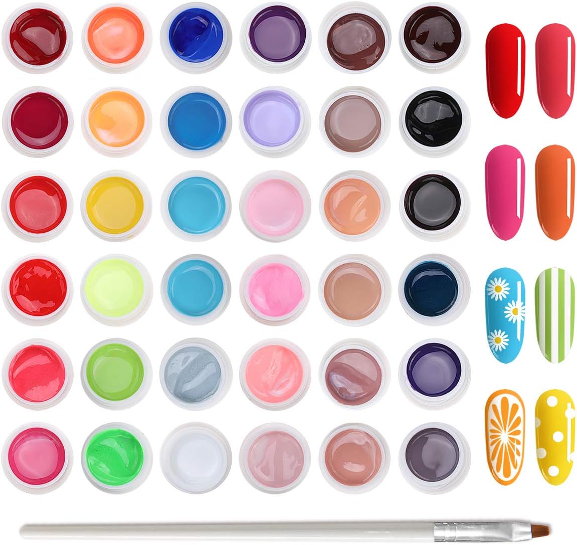 Skymore 36 Colors Gel Nail Polishes Kit, Semi-permanent Gel Nail,Nail Glue UV LED Kit, Manicure Kit with Phototherapy Enamel, Nail Glue for Practicing and Gift