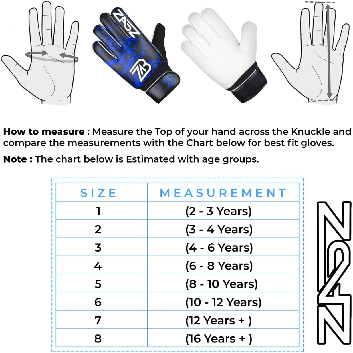 ZABZ Goalie Gloves Youth Goalkeeper Gloves Kids Football Gloves Soccer Gloves for Kids with Anti-Slip Palm & Wrist Protection Guantes de Portero : Sports & Outdoors