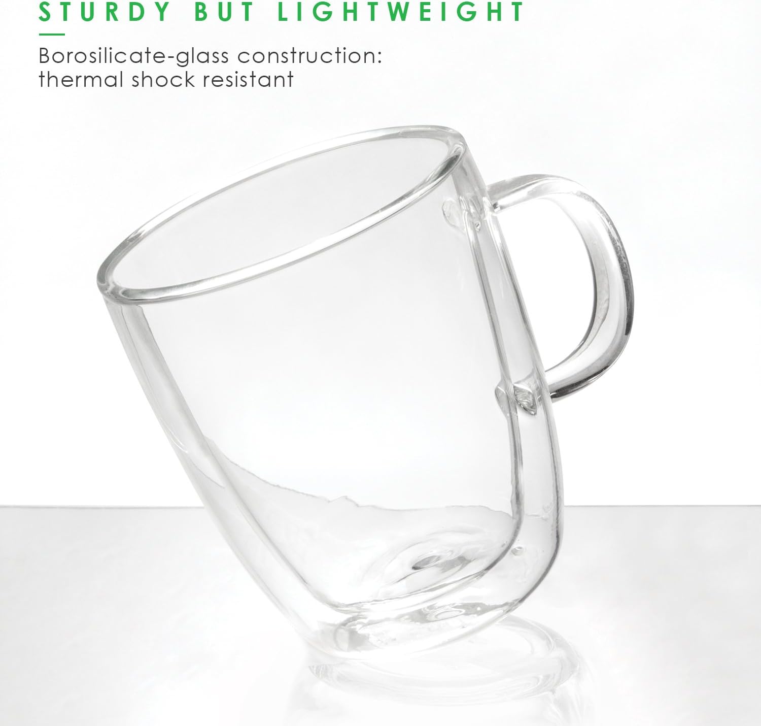 LINKYO Glass Coffee Cups - Double Wall Insulated Mugs, 2-Pack (11.8 oz, 349 ml)