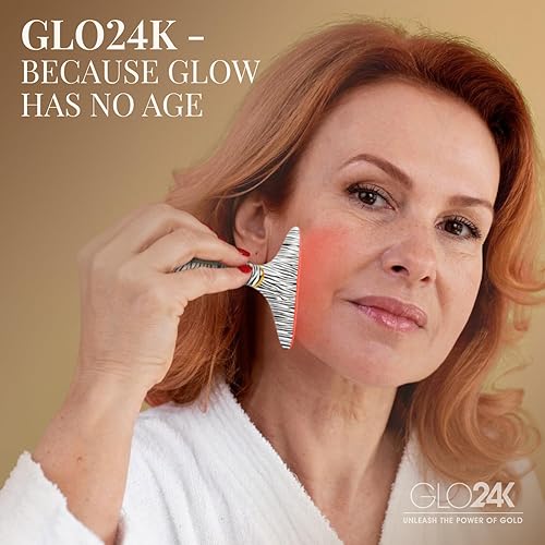 Miniatura 21 de GLO24K - Dispositivo de belleza facial y cuello con luz roja, herramienta de masajeador facial 3 en 1 con LED y vibración para revitalización