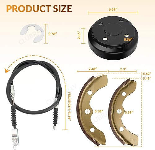 Miniatura 5 de Club Car DS Deluxe Brake Golf Cart Kit de mantenimiento 2000 en adelante, contiene tambor/buje, cables de freno y zapatas de freno