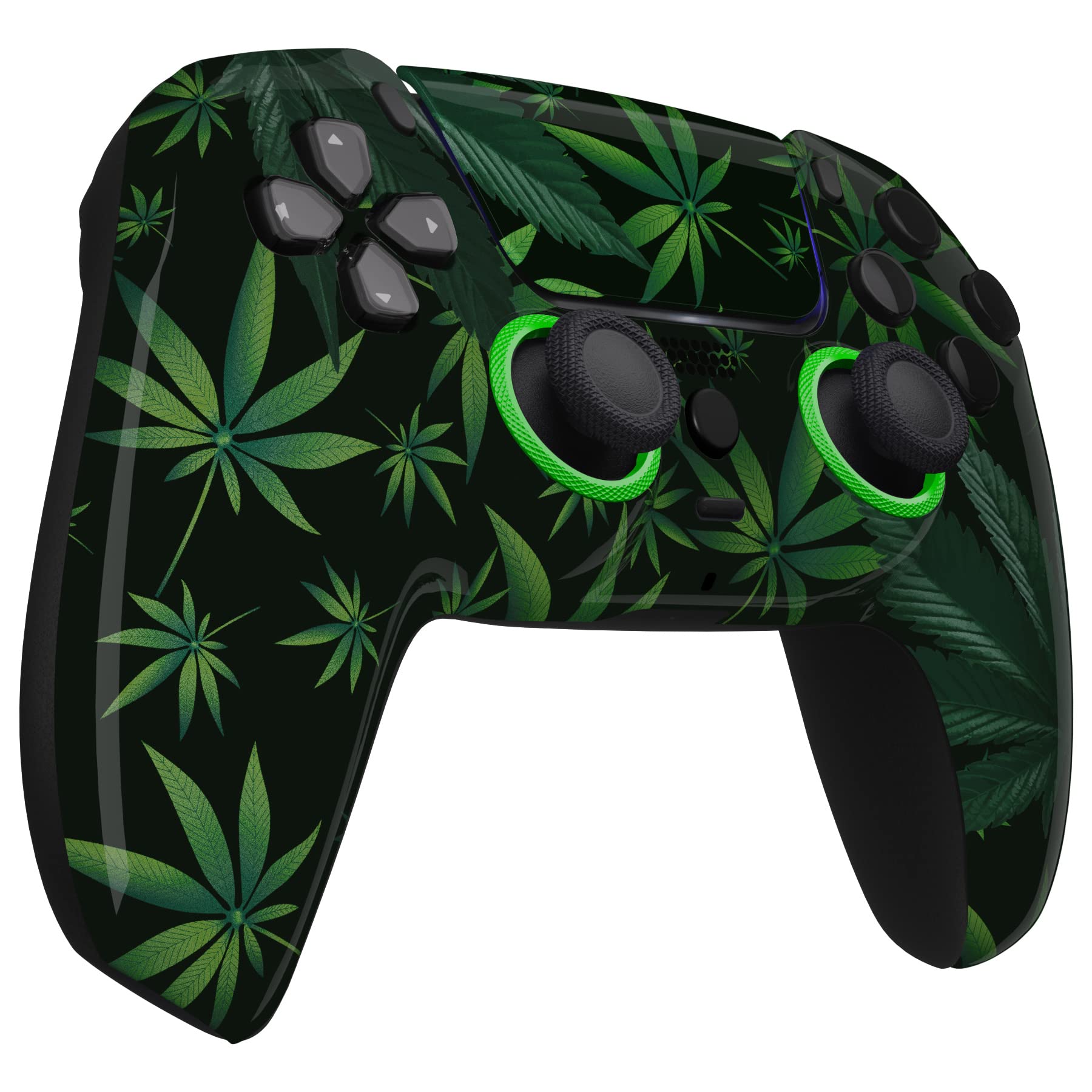eXtremeRate Luna Cover Ricambio per ps5 Controller,Custodia Copertura Frontale Scocca Shell Ridisegnato&Touchpad&Anelli Compatibile con ps5 Joystick BDM 010/020/030/040/050-Erbe Verdi