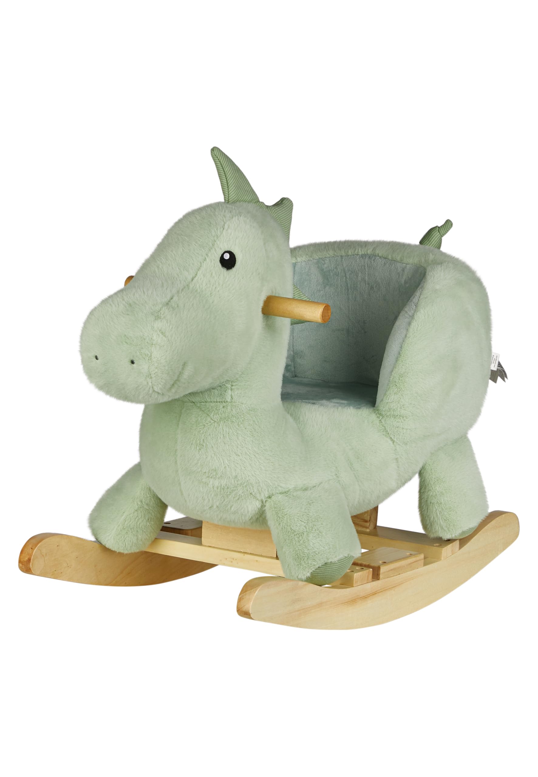 Sterntaler Schaukeltier Dino Rexi - Schaukeltier aus kuscheligem Plüsch und weicher Sitzfläche - Schaukelpferd für Kinder - Spielzeug Wippe für Baby und Kinder, pudergrün