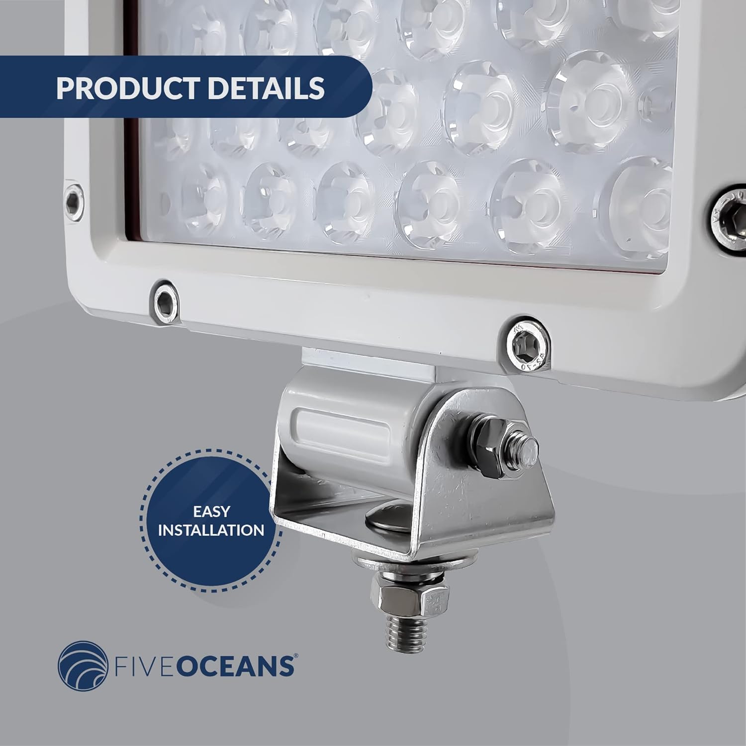 Five Oceans FO3912-M2 Spreader LED Flood Light, Spotlight, Cool White, Cast Aluminum White Housing, Stainless Steel Mounting Bracket, Easy Installation, 2400 Lumens, Waterproof IP67, 2-Pack : Sports & Outdoors