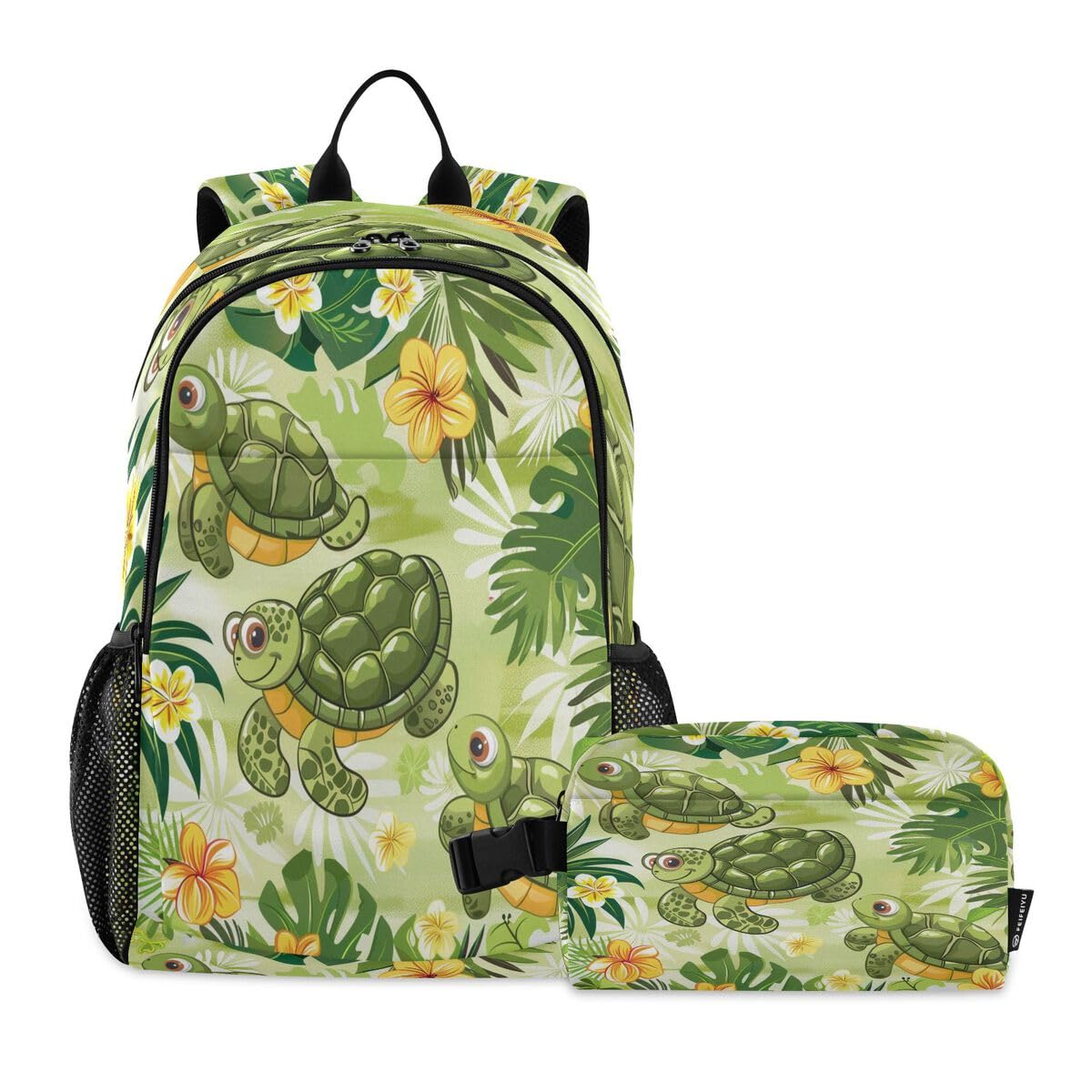 Sac à dos tortue et hibiscus parfait pour l'école et les sorties