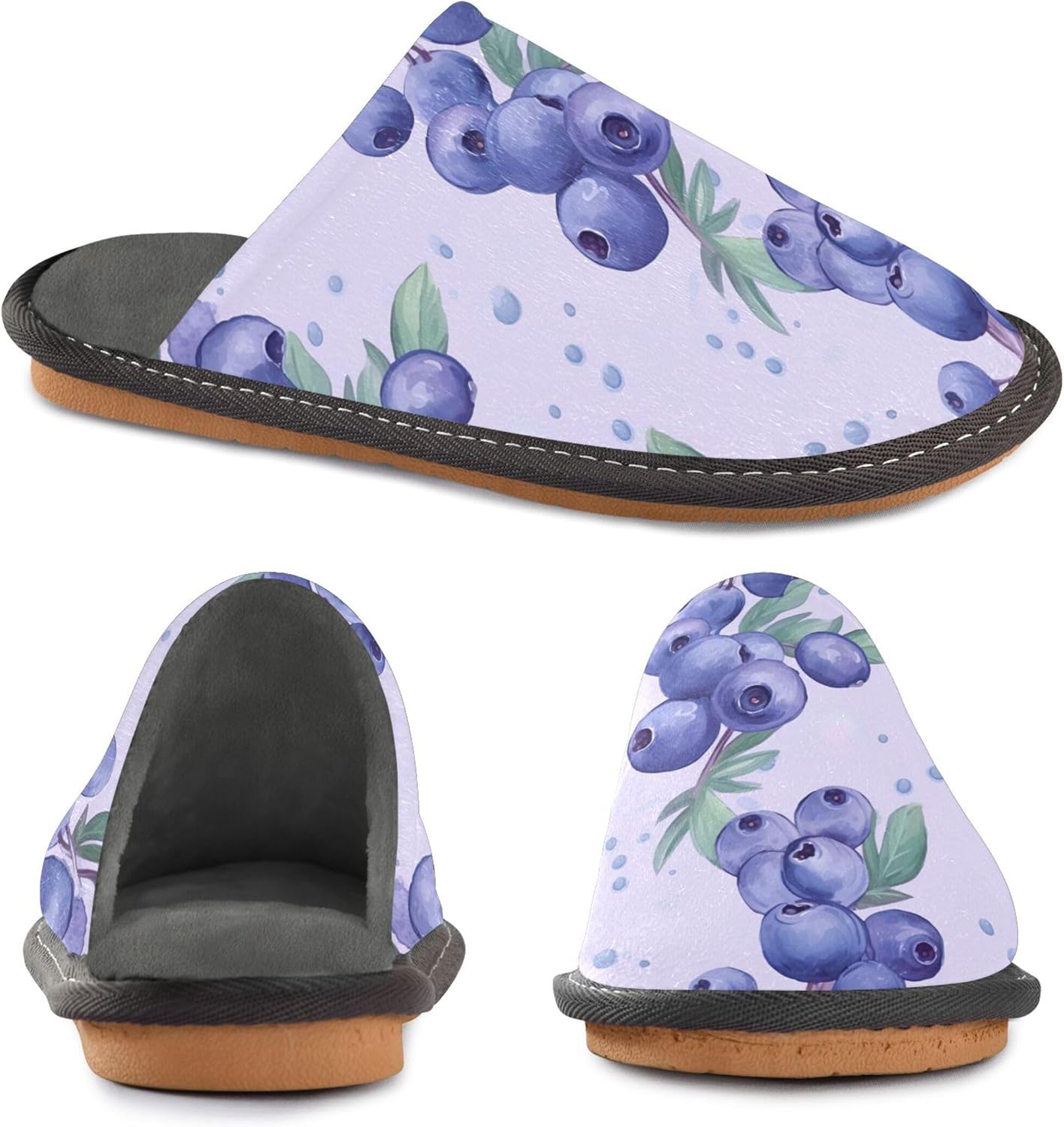 Blueberry Fruit House Slippers – Cozy Fuzzy Slippers for Guests, Washable & Disposable, Perfect for Shoeless Home, Spa & Hotel Use A112899