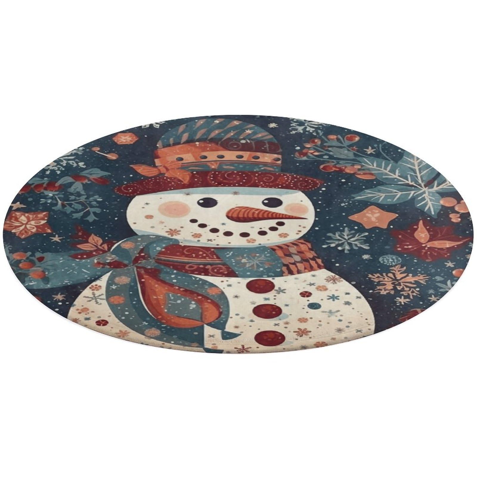 Alfombra de retazos lavable con muñeco de nieve para decoración