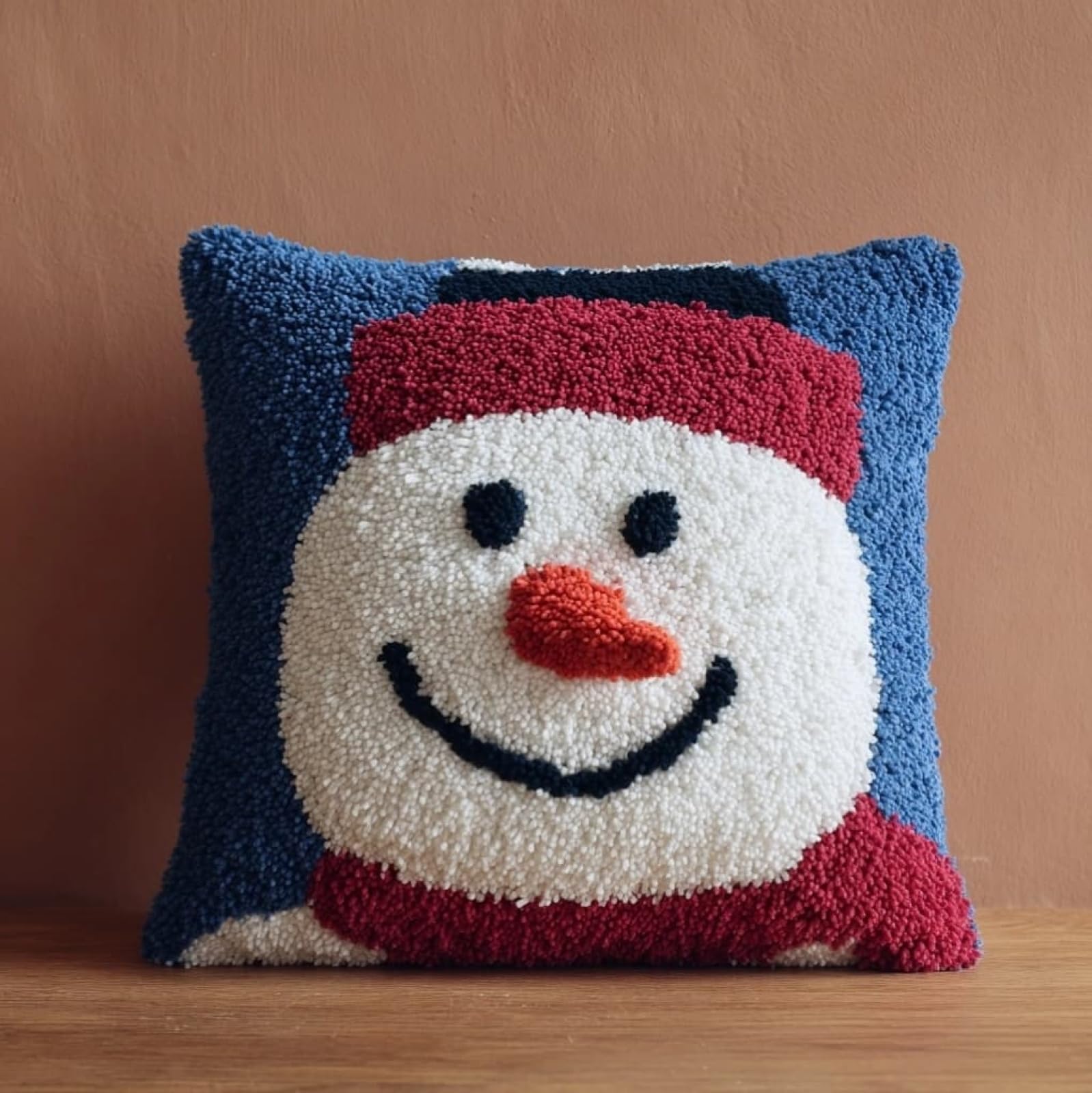 Axiangzik Women's Latch Hook Cushion Kits For Adults Beginners,Cute Snowman 17X17inch Crochet Craft Kits Diy Cute Pillow Case Sofa Home Decor,Gift For