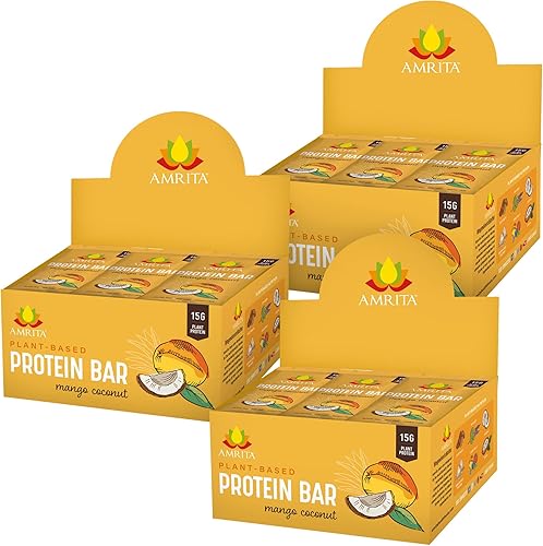 Miniatura 81 de Amrita Manzana canela vegana, sin gluten, barras altas en proteínas 0.53 oz de proteína a base de plantas, alta fibra, sin maní ni lácteos Barra