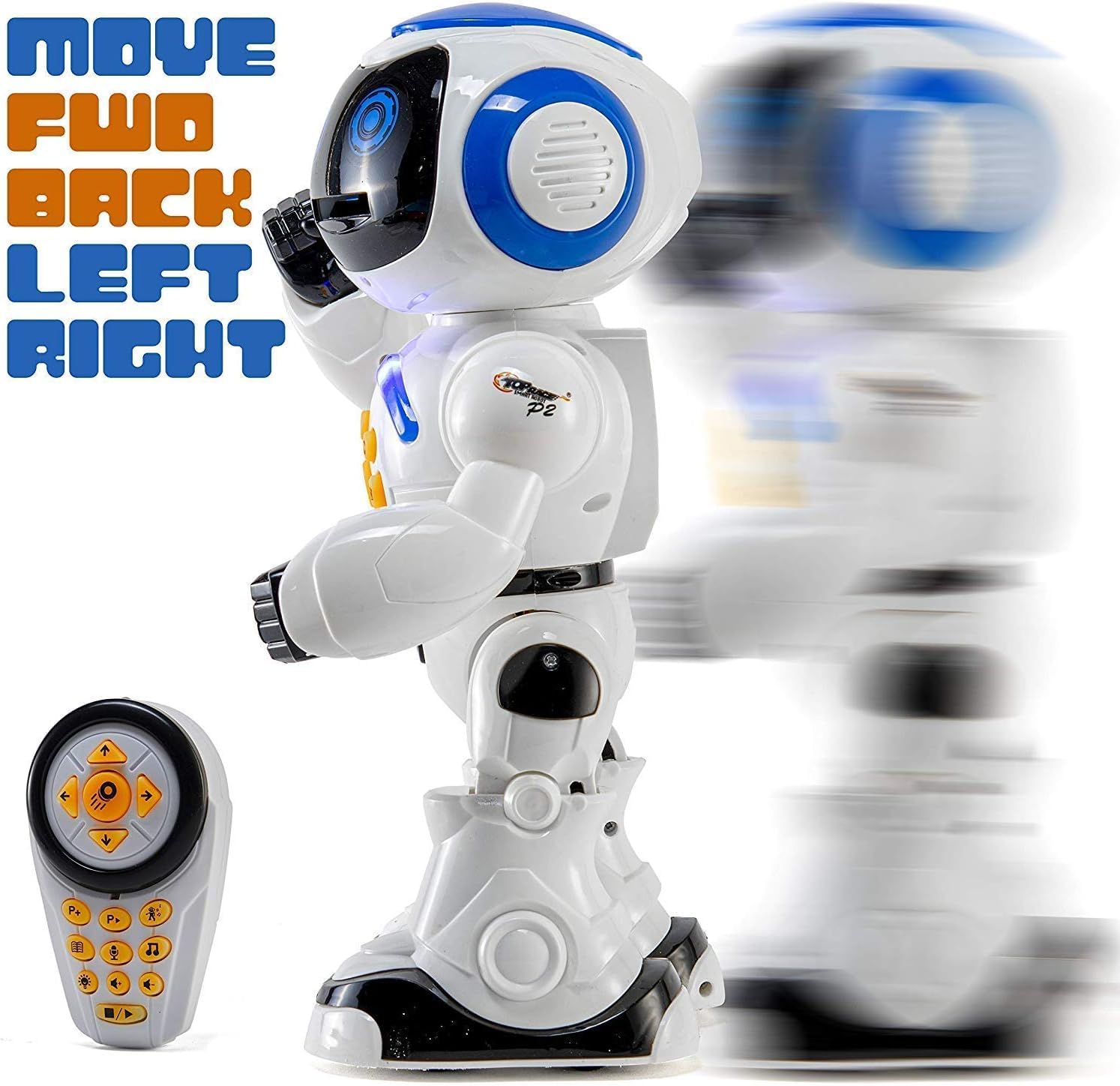 Generico Interaktywny pilot zdalnego sterowania Robot Maxi Pilot Zdalne chodzenie Taniec Mówiący Dyski Dyski Opowiadanie Historii Programowalny Nagrywanie i powtarzanie głosu Maxi Robot z pilotem