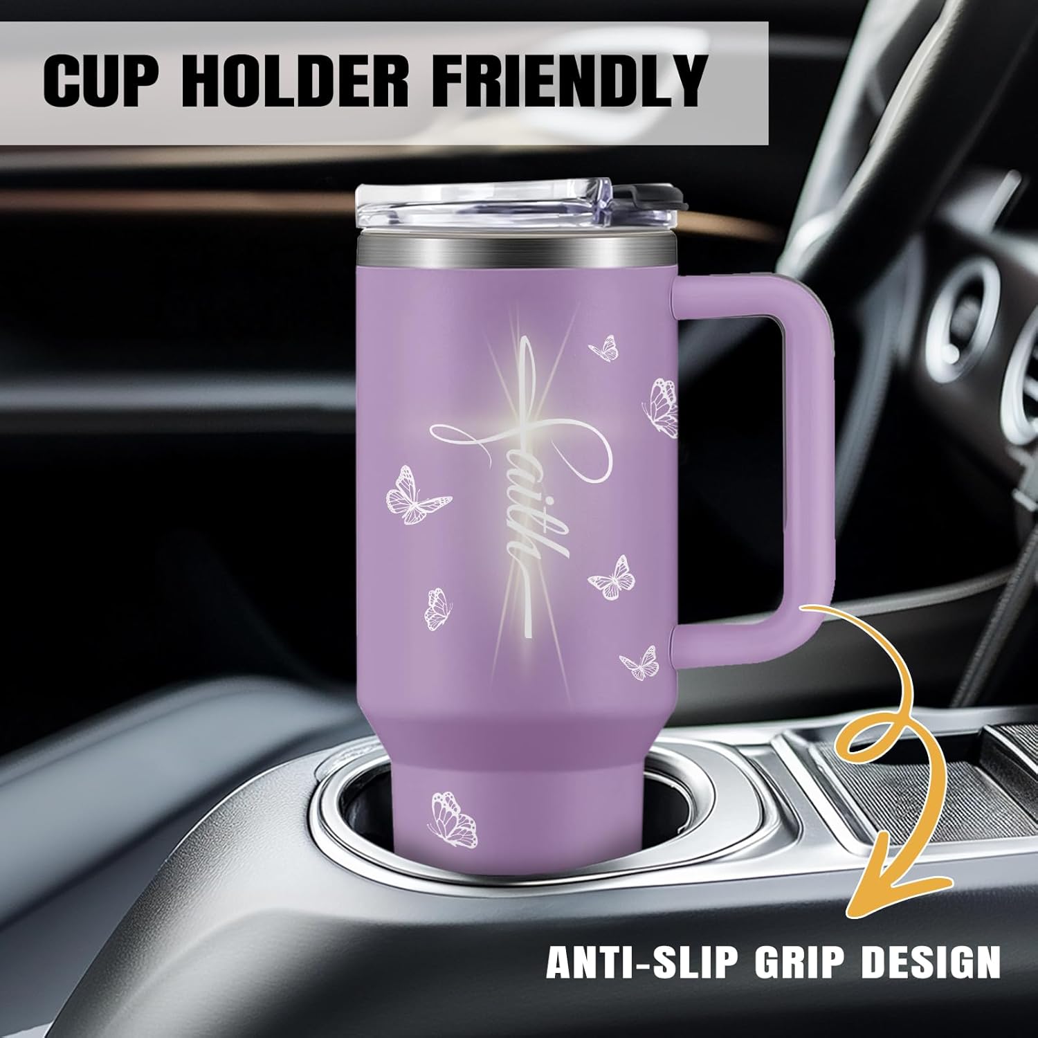 Christian Gifts for Women Faith, 30 Oz Stainless Steel Vacuum Christian Tumbler, Birthday Christmas Graduation Gifts For Women Mom Sister Best Friends, Purple Christmas Coffee Insulated Cup - Image 6