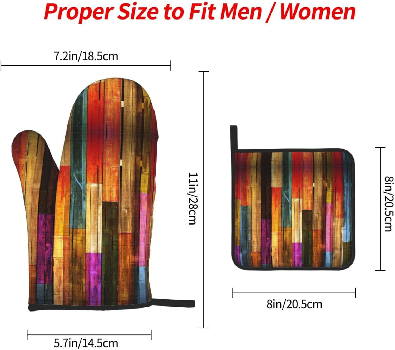 Colorful Wood Print Heat Resistant Microwave Gloves, Used for Baking, Cooking, and Fashion Kitchen Essentials