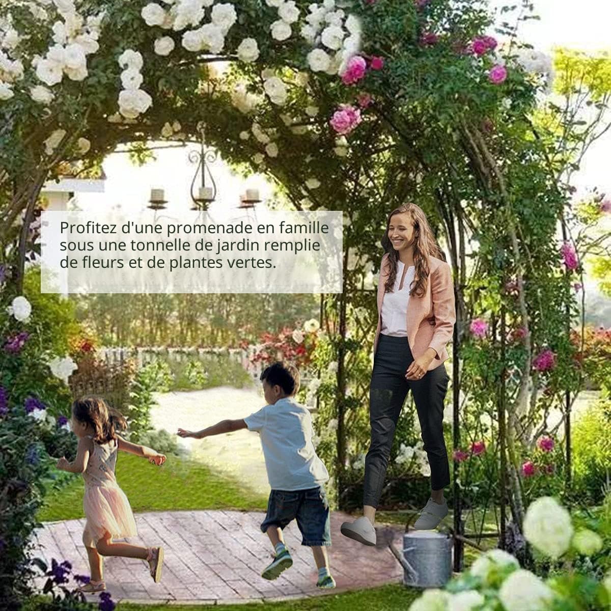 Arche Jardin pour Rosiers Plantes Grimpantes, 188x230cm Metal Arceau à Rosiers, Arche de Rosiers Vigne Mariage, Pergola Tonnelle de Jardin, Intérieur Extérieur Décoration de Fête de Mariage (Noir)