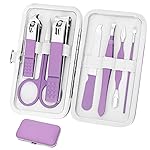 Aceoce Manicure Set Women\'s Nail Clipper Set Nail Kit with Travel Case - Purple, Stainless Steel, Compact, Curved Edge, Perfect for Travel & Everyday Use