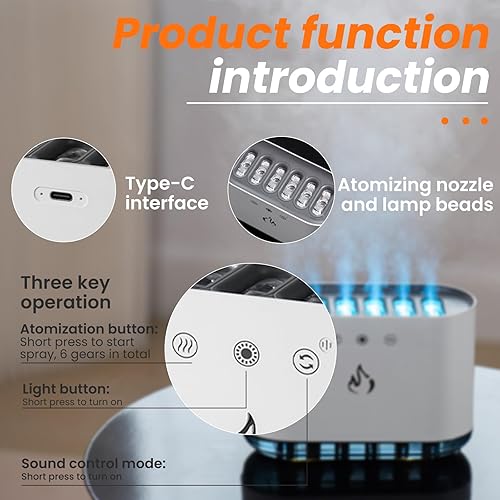 Miniatura 5 de Pourcare Cool Mist Humidifier,Volcano Dynamic Light 900mL Water Tank Humidifiers for Home Office,Essential Oil Diffuser adjustable mist Baby Nursery