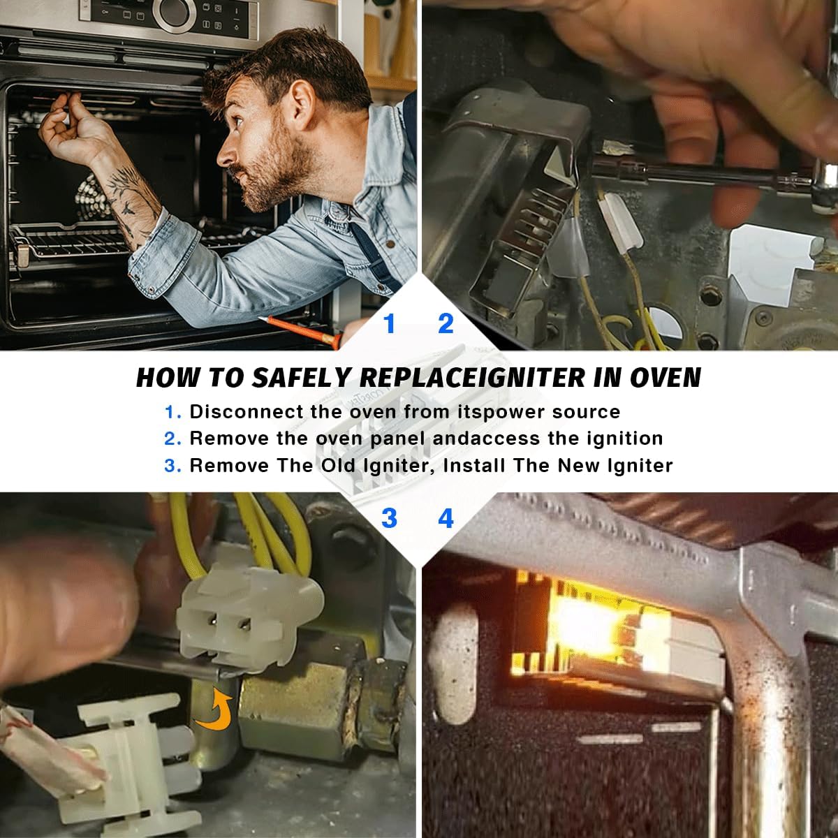 Exact Replacement for Whirlpool 7432P143-60 Oven Igniter, Compatible with KitchenAid Maytag Magic Chef Ranges, Replaces W11596211 74007965 W11532055, Universal Gas Range Igniter for Oven Burner