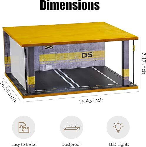 Miniatura 2 de cxiiuui Vitrina Hot Wheels a escala 118 de madera para coche, garaje Moldel con luz LED y cubierta acrílica, estuche de exhibición de automóviles