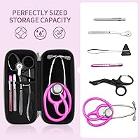 Vista 2 de Funda para estetoscopio Littmann Classic III, Lightweight II S.E de 3M, Acoustica Deluxe de MDF, Cardiology IV, espacio para tijeras médicas