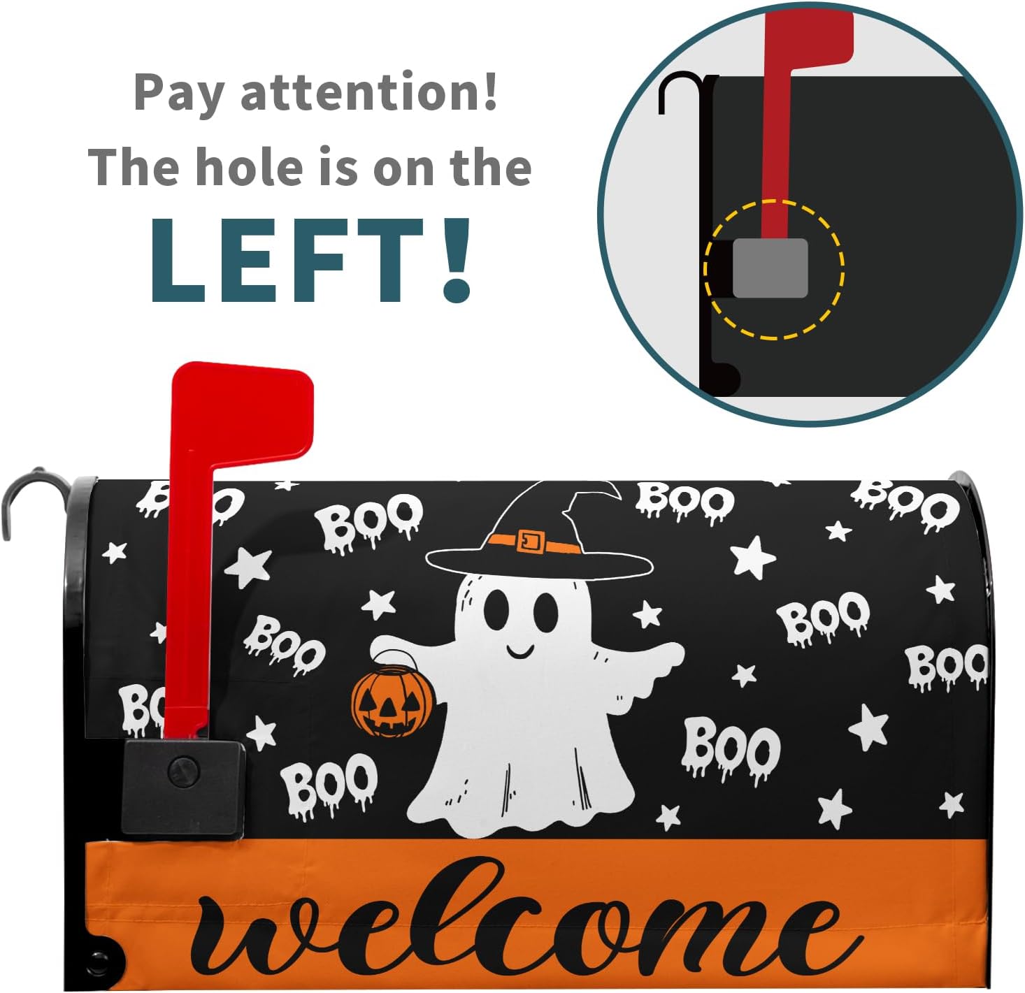 Halloween Ghost Boo Mailbox Cover Magnetic Large Size 25.5 x 21 Inch Halloween Pumpkin Mail Box Covers Fall Mailbox Wraps Welcome Letter Post Box Decoration for Home Garden Yard Outdoor Outside