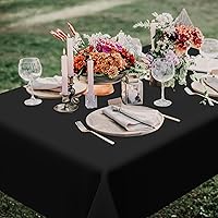 Vista 8 de QZYL 4 manteles de picnic con fundas de banco, manteles de plástico negro, 54 x 108 pulgadas, fundas rectangulares desechables impermeables