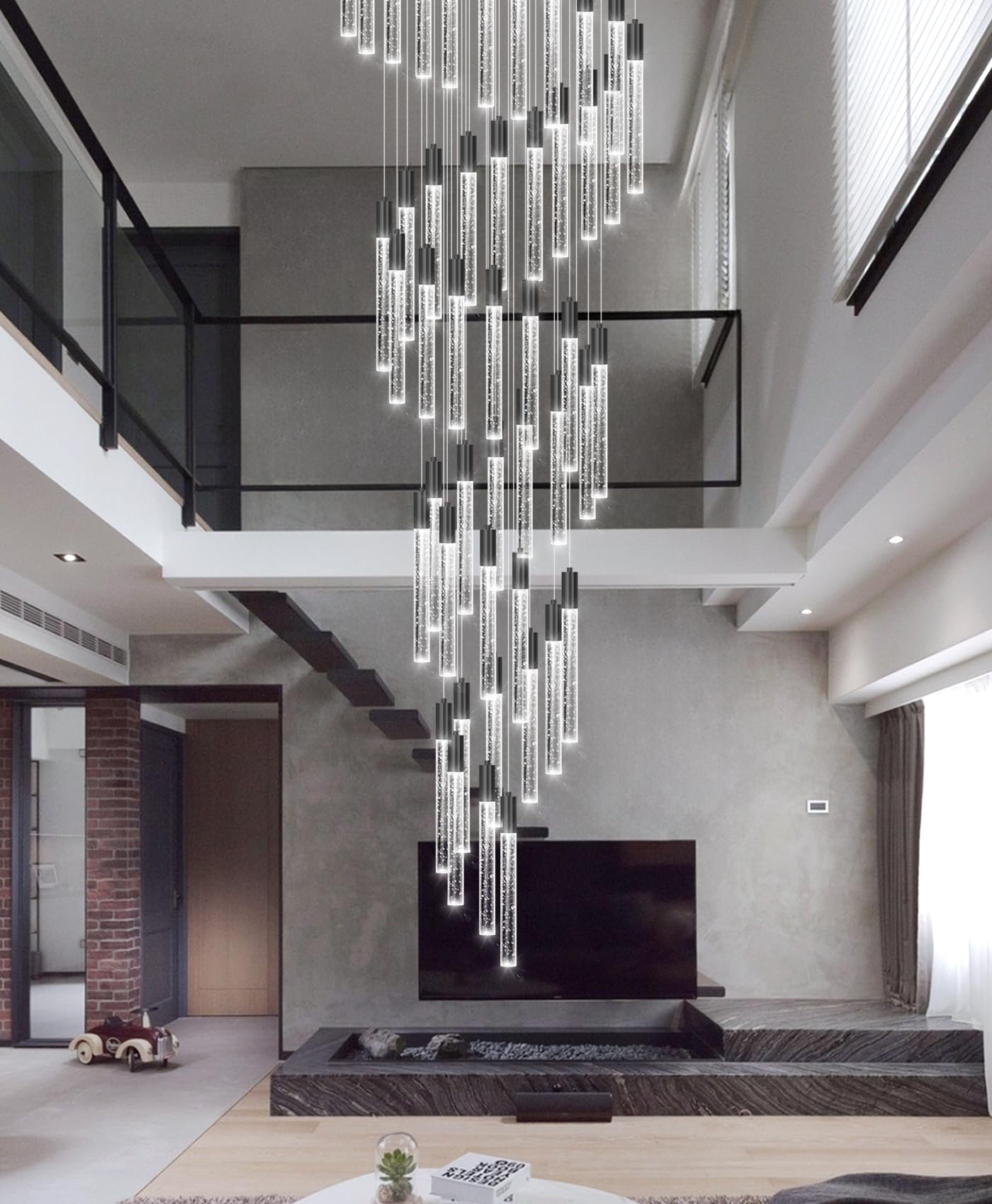 46 lights modern chandeliers for staircase entryway led dimmable glam chandelier light fixutres stairwell foyer entrance living room dining room black