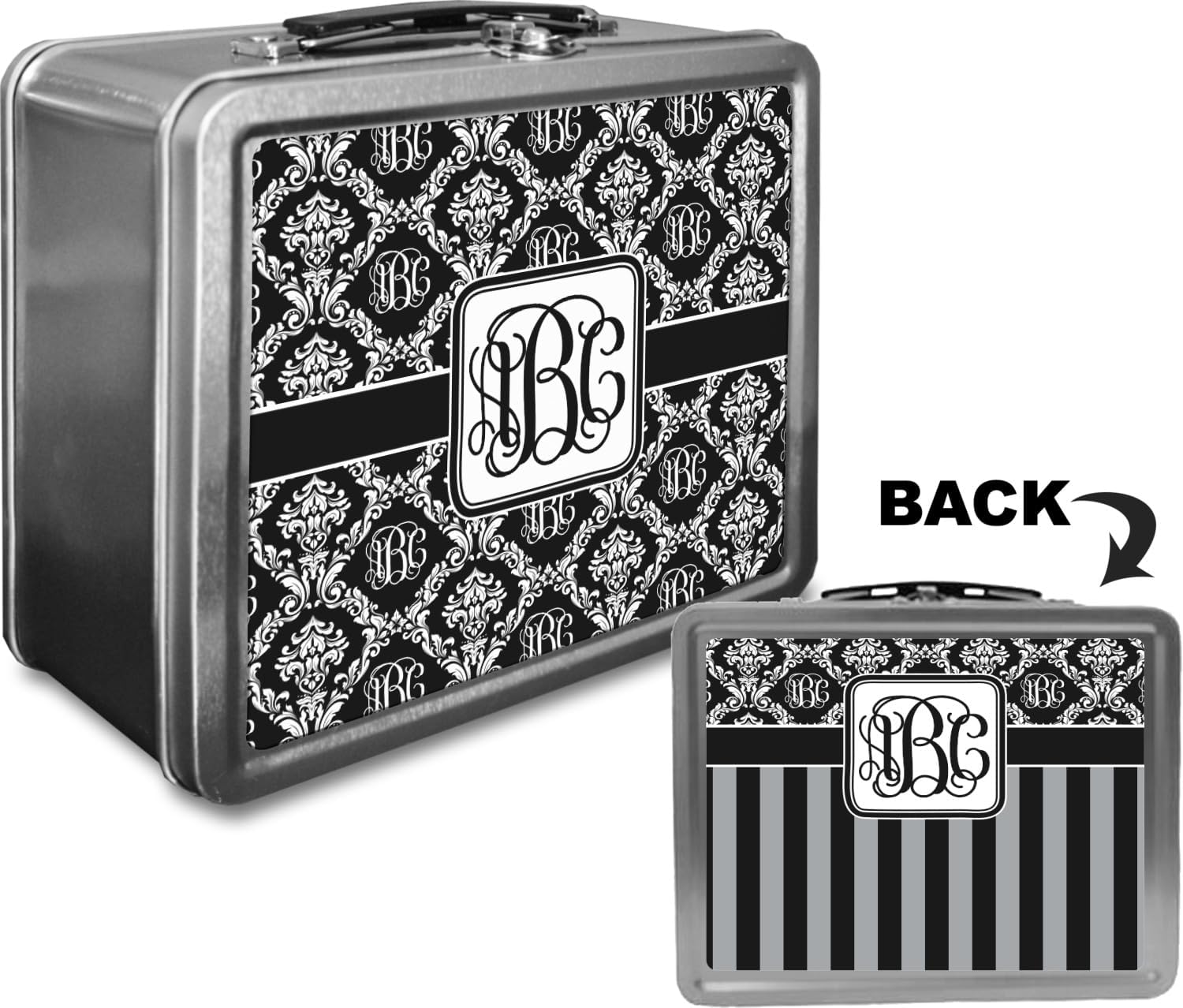 Personalized Monogrammed Damask Lunch Box