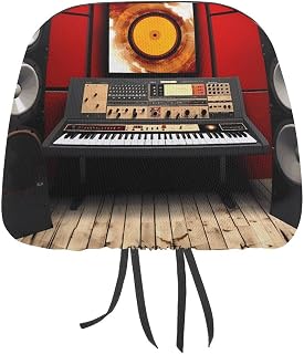 Universal Car Headrest Covers, Music Studio Print Car Headrest Slipcovers Auto Headrest Covers Perfect for Cars, SUVs, Trucks