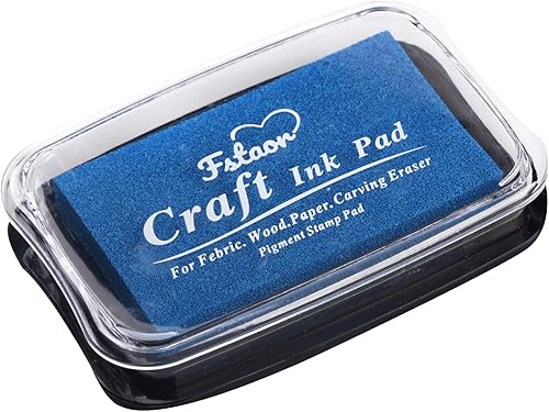 Fstaor Almohadilla de tinta azul grande para sellos de goma, no tóxicas, lavables, seguras para niños, almohadillas de tinta permanentes para tela