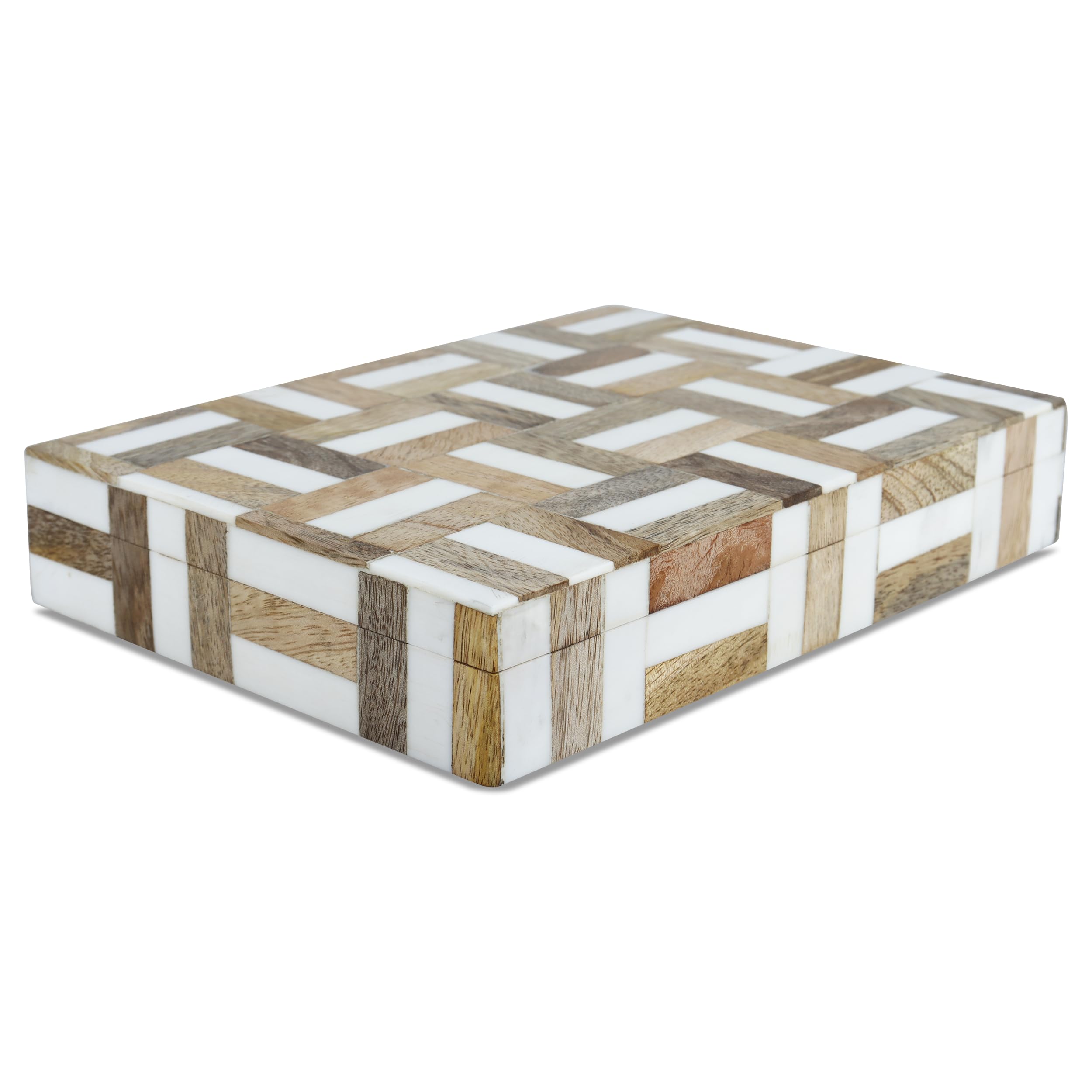 Handicrafts Home Decorative Storage Box, Keepsake Holder & Gift Box or Decorative Accent, Home decor, Jewelry Organizer, Made with Wood & Resin Inlay, Handmade Marquet Chase Collection-6X8X1.5 in