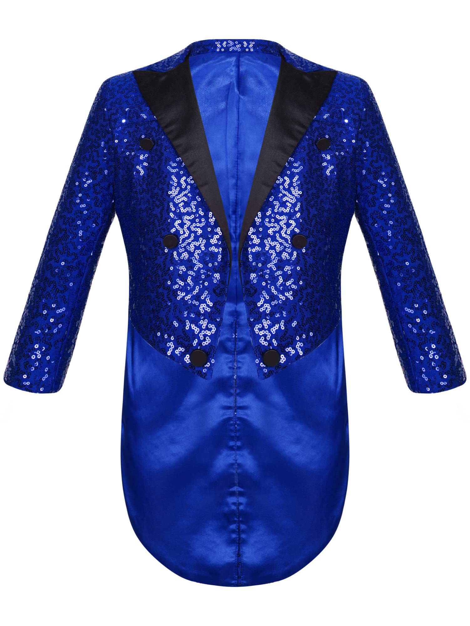 IEFIEL Esmoquin de Lentejuelas para Niño Chaqueta de Fiesta Vestir Formal de Boda Cóctel Chaqueta de Mago Disfraz de Fiesta Carnaval 5-16 Años Azul 13-14 años