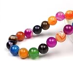 MJDCB Perles naturelles à rayures multicolores Agate Perles rondes à perte pour la fabrication de bijoux DIY Collier de bracelet (12mm)