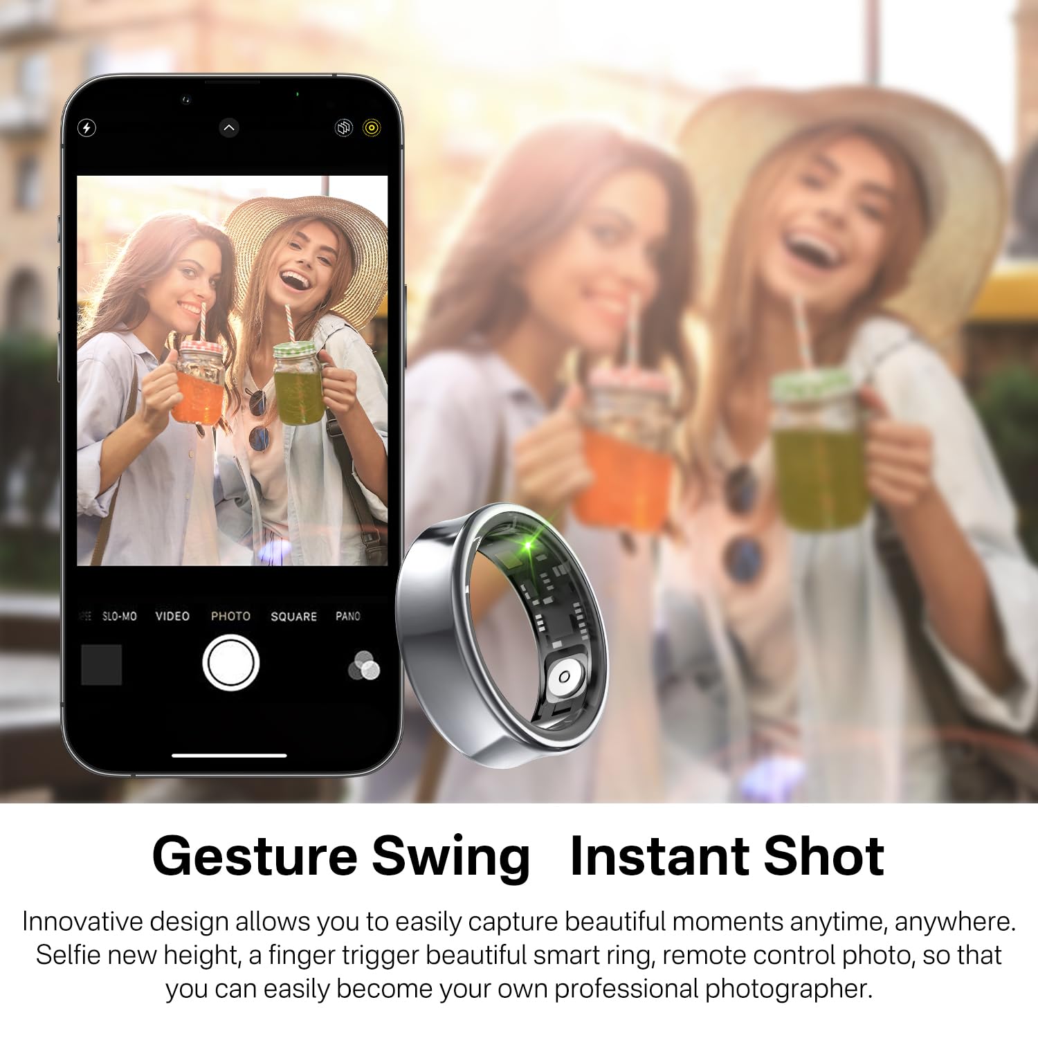 Anillo inteligente para hombres y mujeres, resistente al agua hasta 5 ATM, rastreador de salud y fitness, monitor de frecuencia cardíaca, cepillo de gestos de mano, anillos inteligentes de