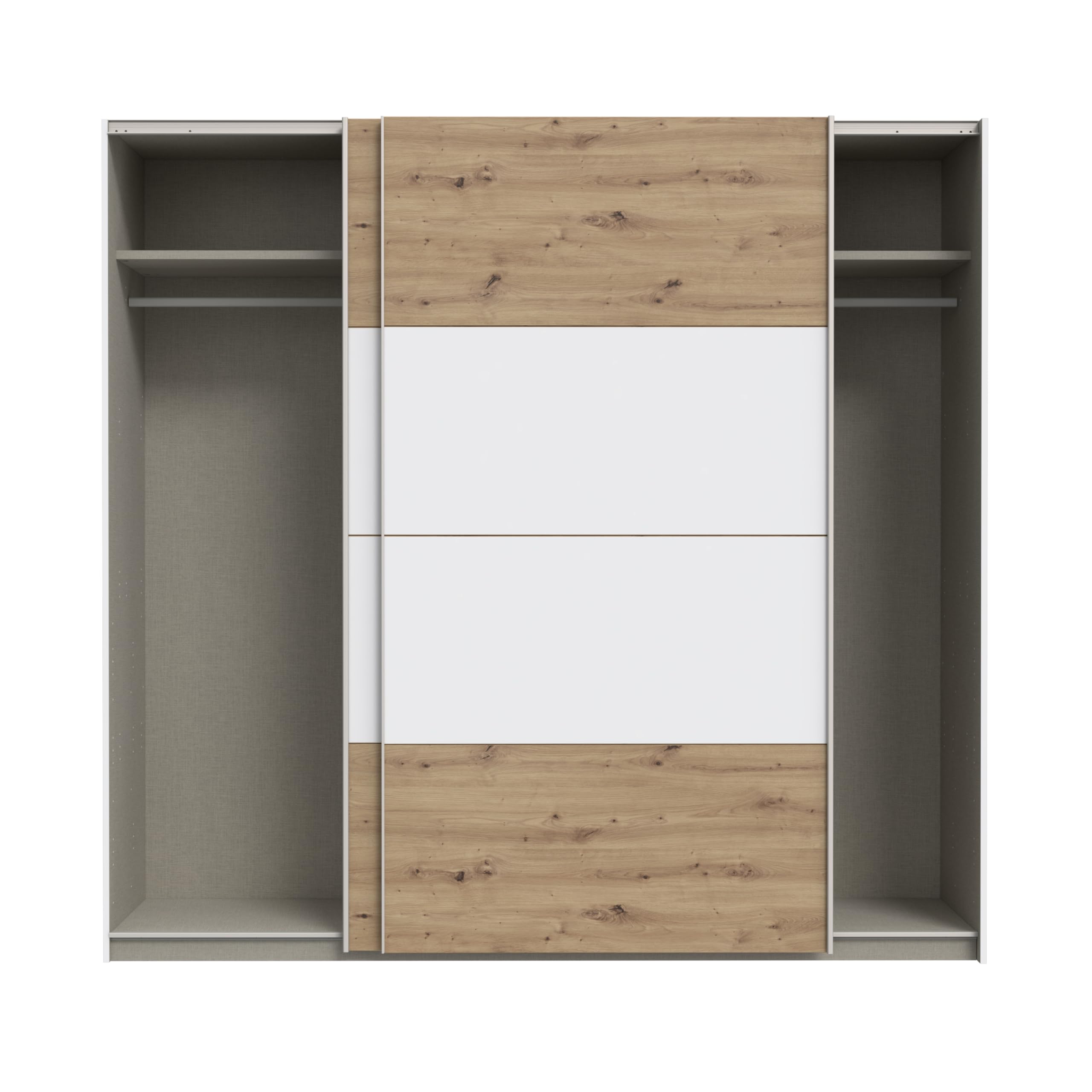 Homely | Armario de Puertas correderas DOMY 220 | Acabado Laminado sintético Color Roble Artisan/Blanco Mate | Medidas 220x61,2. Altura 210 cm. | Diseño Funcional