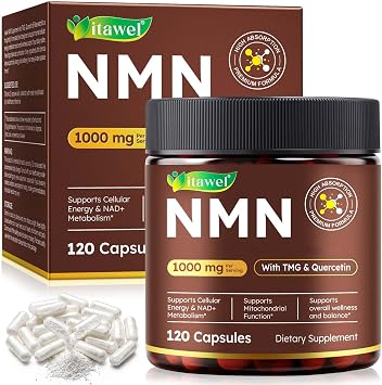 1000mg NMN Supplement with TMG, Quercetin & Resveratrol   4-in-1 NAD+ Complex for Cellular Energy & Metabolism Support   120 Vegan Capsules, Non-GMO