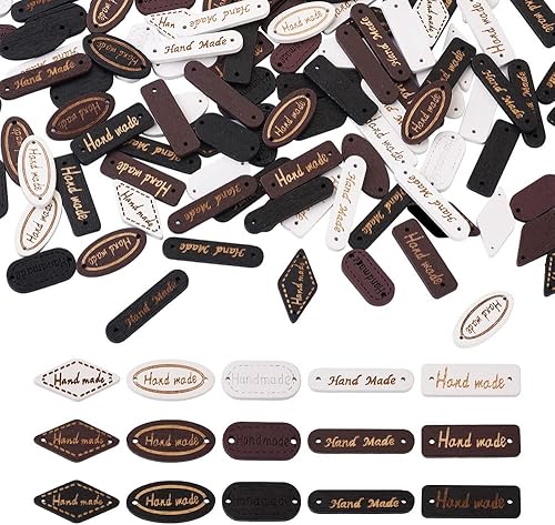 Cheriswelry 300 piezas de eslabones de madera rectangular con palabra hecha a mano Schima Superba enlaces de madera ovalados etiqueta de rombo