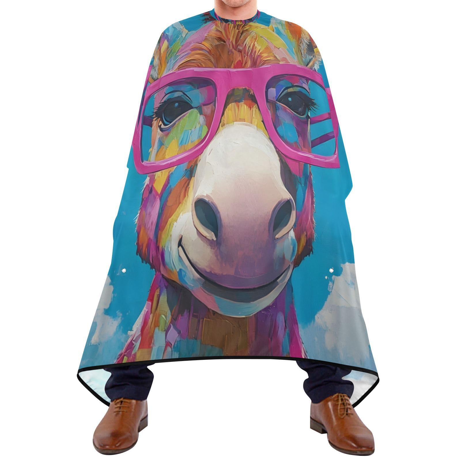 Hezely Donkey with Glasses Hair Dye Cape, Barber Cape for Adults,Waterproof Salon Cape,Waterproof Hairdressing Styling Hair Cutting, 65