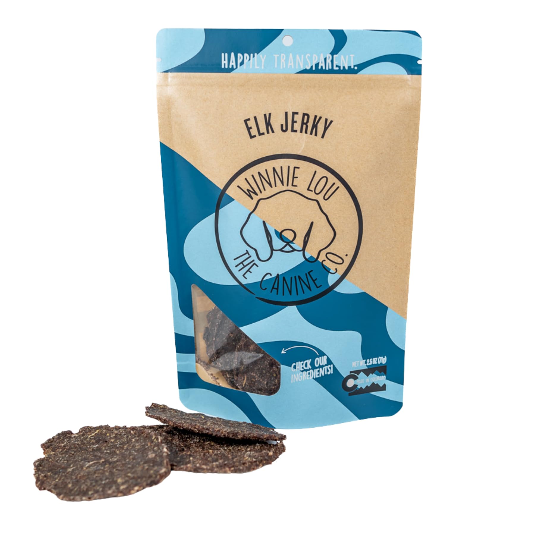 Winnie Lou Elk Jerky Dog Treats – Limited Ingredient, Human Grade, Training Treats for Small, Medium & Large Dogs, USA Made, High Protein, Chews, Hypoallergenic, Sensative Stomach (1 Pack)