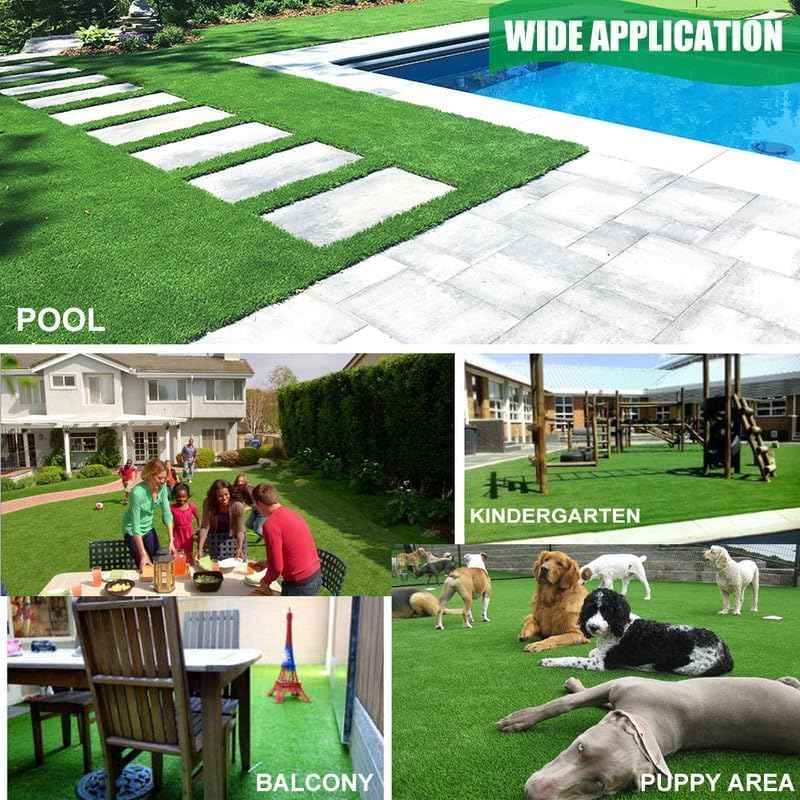 Artificial Grass Turf Rug 14FTX30FT, Outdoor Patio Rug 0.8" Pile Artificial Turf with Drain Holes Astro Turf Outdoor Patio Decor for Garden Lawn Landscape Balcony
