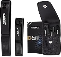 FIXBODY Ultra Sharp Stainless Steel Nail Clipper Set with Nail File & Leather Travel Case - Fingernail & Toenail Clippers for Men & Women