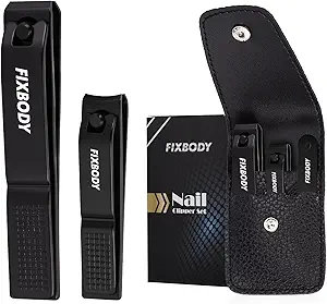 Nail Clipper Set, Ultra Sharp Black Stainless Steel Fingernail & Toenails Clipper and Nail File with Leather Travel Case,Great Christmas Gift,Stocking Stuffers for Men and Women