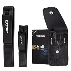 Nail Clipper Set Ultra Sharp Black Stainless Steel Fingernail Toenails Clipper and Nail File with Leather Travel Case